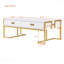 Table basse moderne 47,3 "avec 4 tiroirs et base dorée blanc-811879371