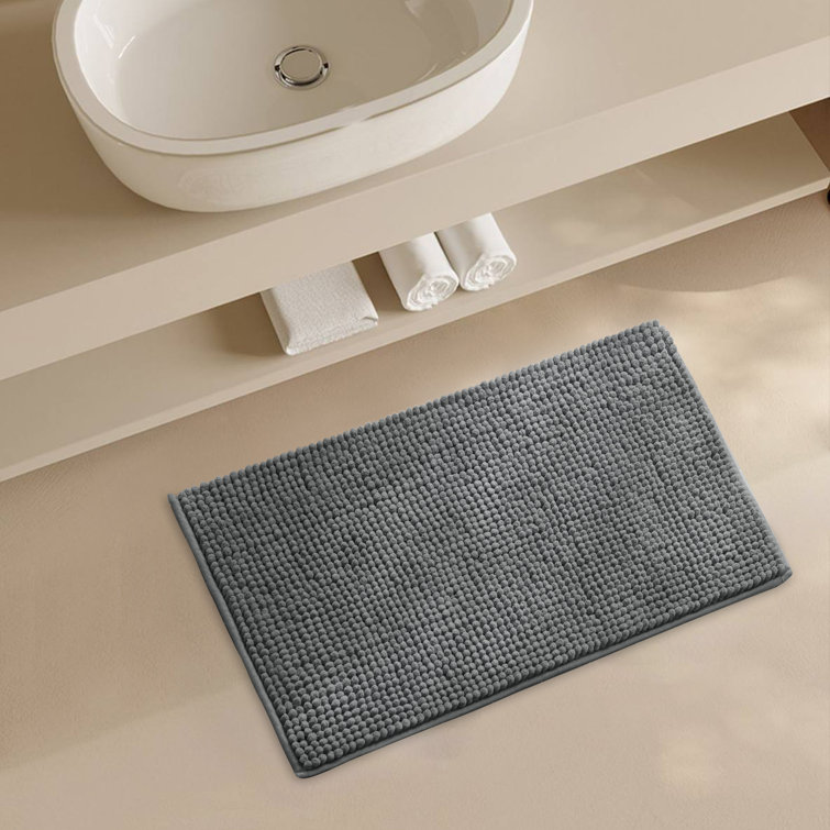 Color&Geometry Beige Chenille Bathroom Rugs- Non Slip, Absorbent, Quick  Dry, Thin, Machine Washable- 16x24 Small Bath Mat Carpet Bath Rugs for