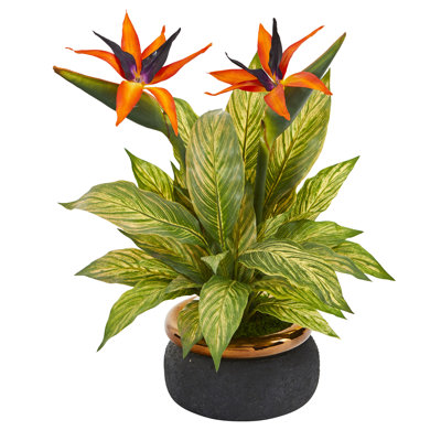 Ensemble de fleurs en pot de fleurs artificielles paradise et musa