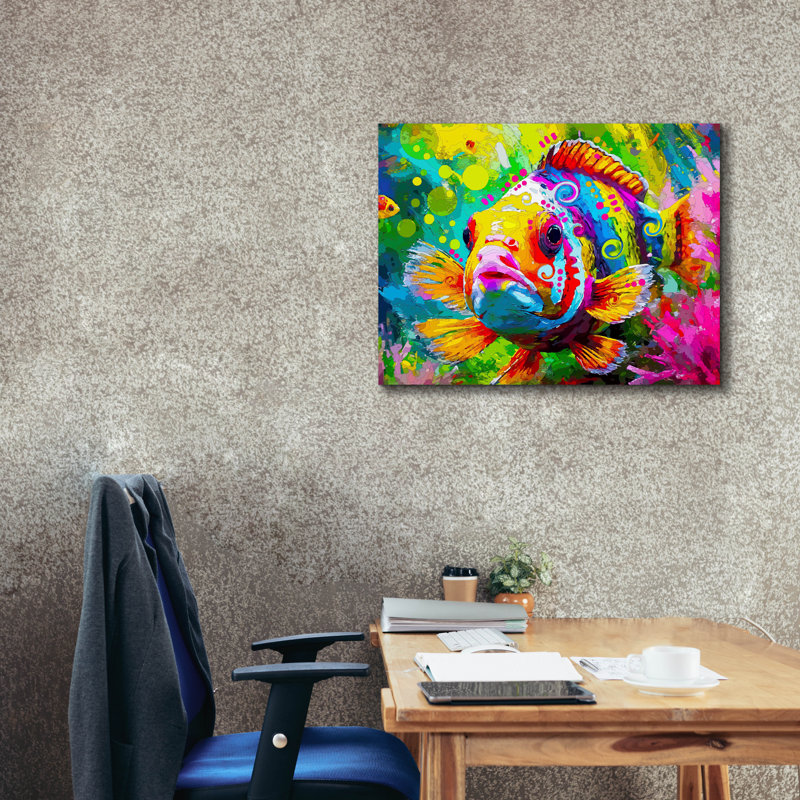 «The Bubble Clown Fish» par Dean Russo, art mural sur toile, H 26 po x l 34 po x P 1,5 po
