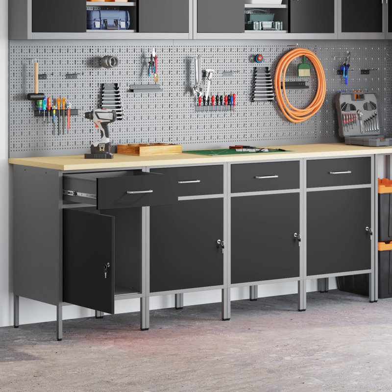 Work Cabinet with Drawer, Black
