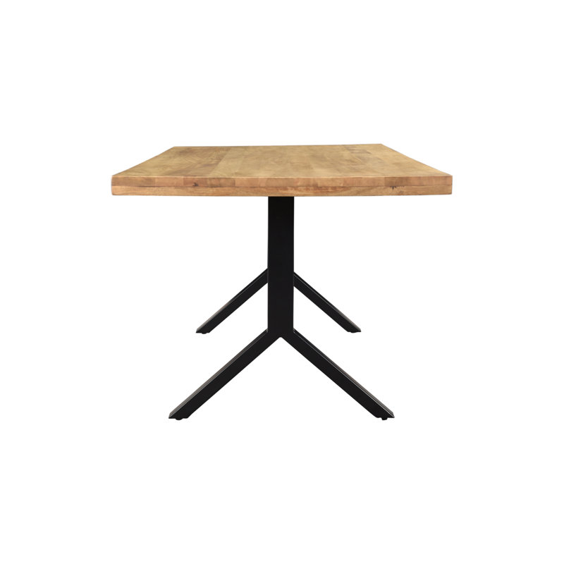 TRIX Solid Wood Dining Table, Natural, Black