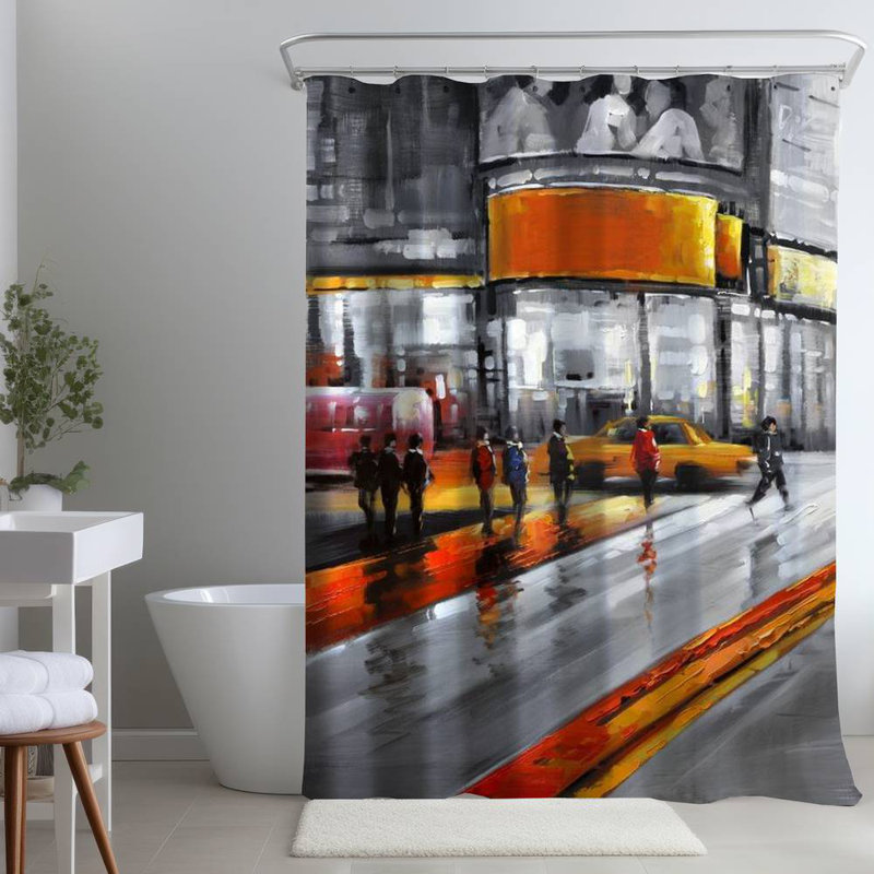 Shower Curtain CI30 – Polyester Shower Curtain, Dye Sublimation Print, 71" W × 74" L