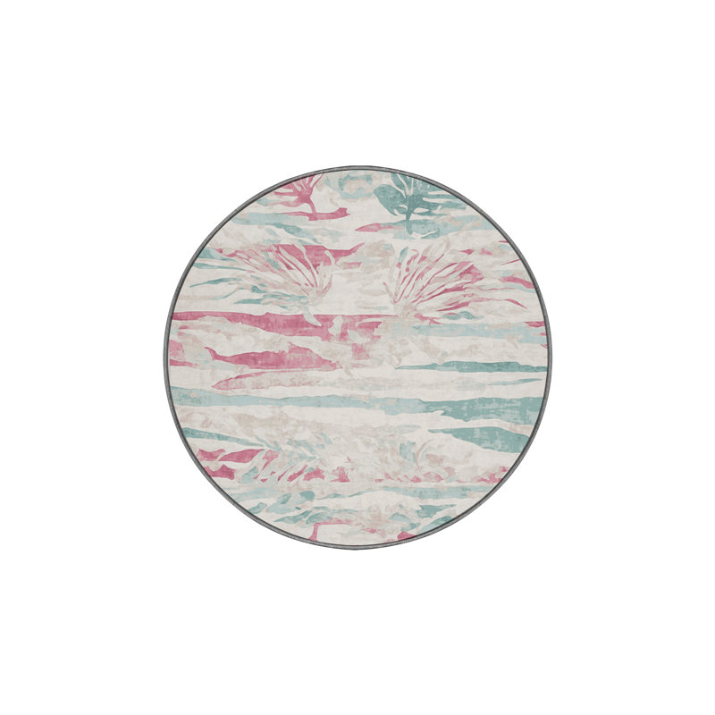 Tapis gris soyeux et moelleux, Rond 4 pi