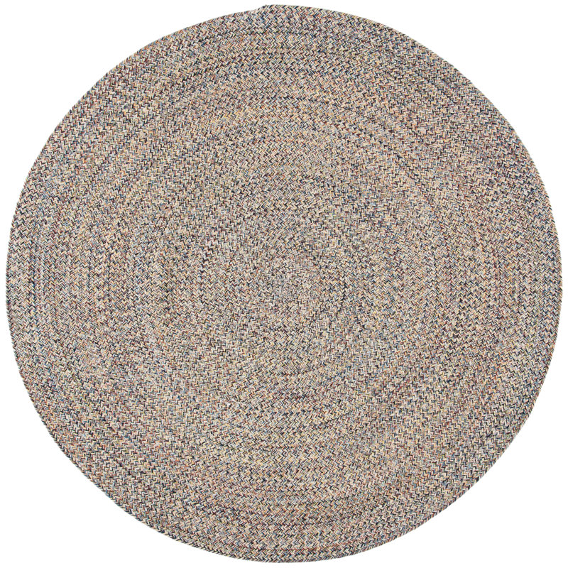 Tapis brun / ivoire en coton tressé à la main Manzer, Rond 5 pi