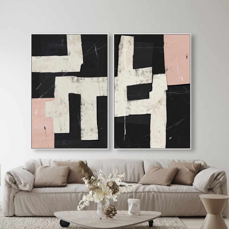 Placed Together Set Set by Oliver Gal, 37"H x 55"W, White Floater Frame