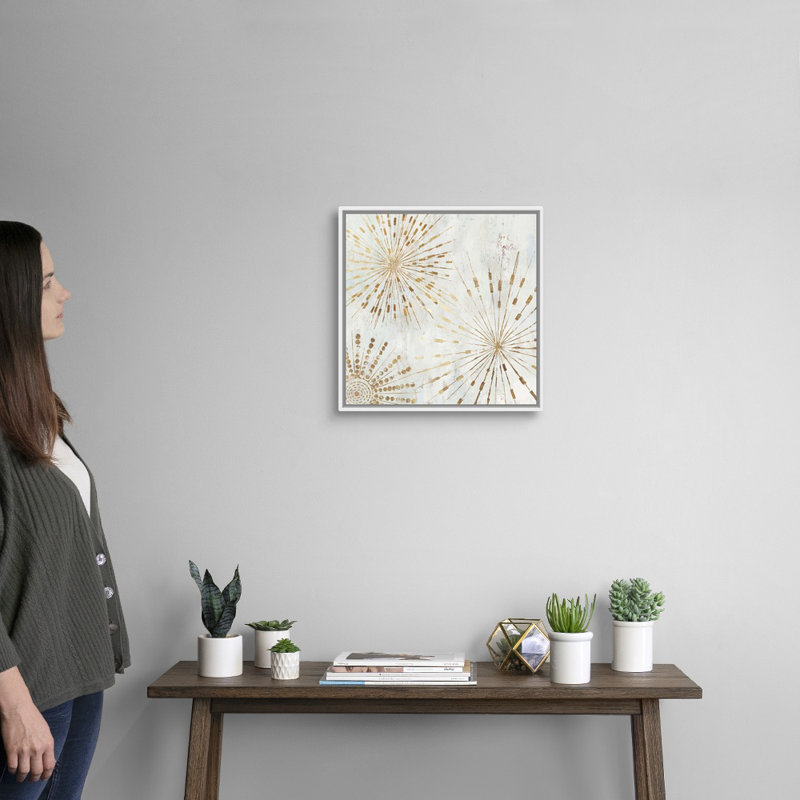 Golden Stars I par Tom Reeves - reproduction d'art sur toile, H 18 po x l 18 po x P 1,75 po, Cadre blanc