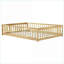 Lit plateforme double en bois d'hévéa pleine grandeur, sans sommier, capacité de 400 lb, naturel pour chambre à coucher compacte-2076079846