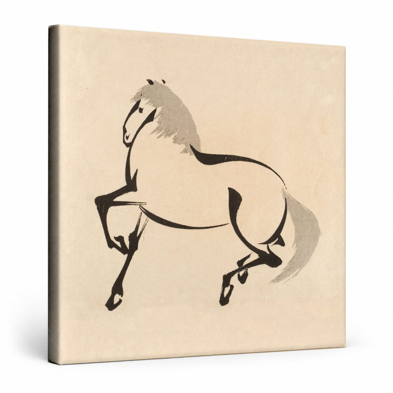 Cheval cabré - art mural carré sur toile, 12" W x 12" H