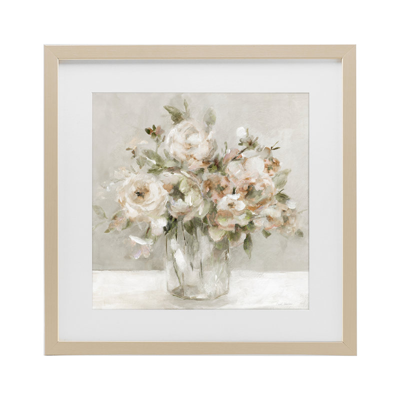 «Soft Neutral Floral Still Life», reproduction d'art sous verre encadrée, design par Carol Robinson, H 16 po x l 16 po