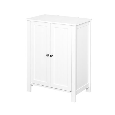 Bathroom Floor Storage Cabinet With Double Door And Adjustable Shelf In White - Quality Construction For Long-Term Use Other Spaces Provides Extra Your