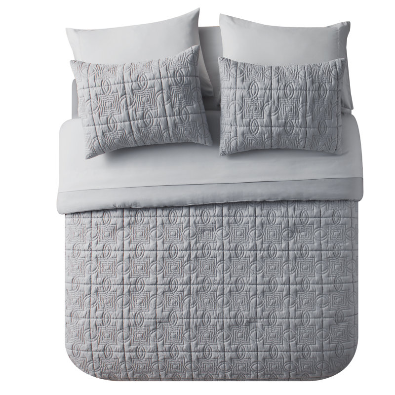 Modern & Contemporary Polyester Comforter, King, Gray