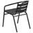 Amlie 23.75" Round Glass Metal Table with 2 Metal Aluminum Slat Stack Chairs-1642503297