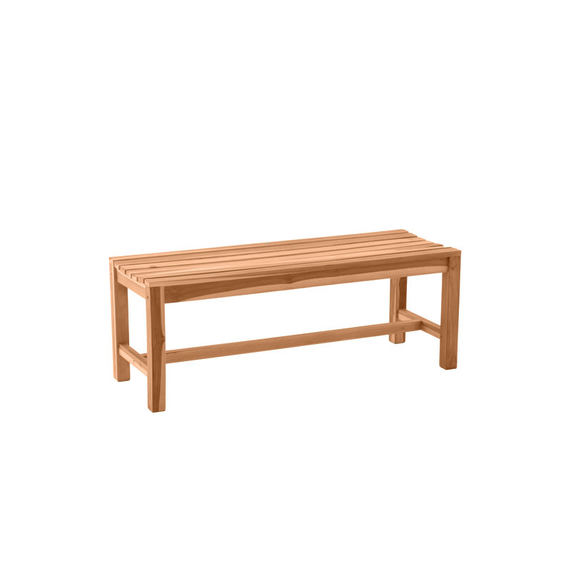 Hermilda Solid Wood Teak Outdoor Bench, 45cm H x 120cm W x 42cm D