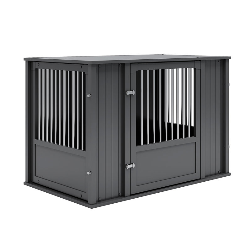Cage pour chien durable avec placement de porte flexible, Très grand (H 29,9 po x l 27,2 po x P 43,3 po), Noir