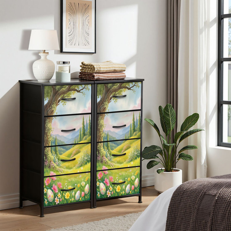 4 Drawer Dresser for Bedroom, Narrow Chest of Drawers, Wooden Top and Study Iron Frame 18"x37.5"-(WxH)