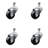 3 Inch SS Soft Rubber Wheel Swivel 10mm Threaded Stem Caster Set SCC