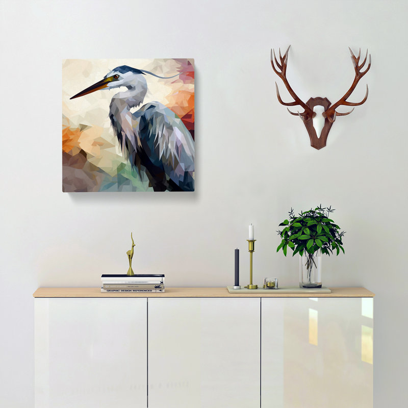 Heron Abstract Art - Wrapped Canvas, 35cm H x 35cm W x 3cm D
