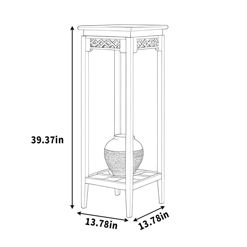 Support de rangement en bois massif, H 39,37 po x L 13,78 po x P 13,78 po