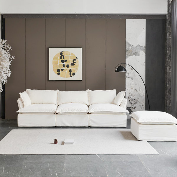 115'' Modular Sofa Chaise Latitude Run Upholstery Color: White