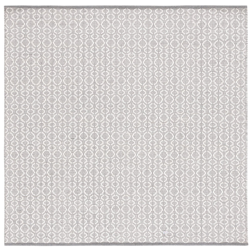 Nickholas Flat Weave Wool/Cotton Geometric Rug in Ivory/Gray, Square 6'