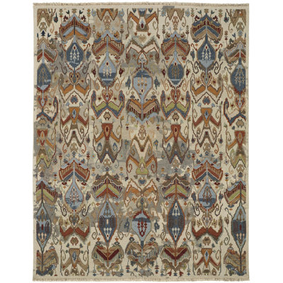 Leylan Wool Ikat Area Rug in Tan