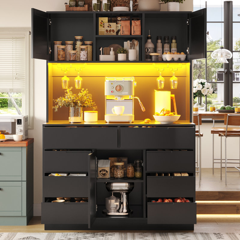 183.5cm Kitchen Pantry, Black