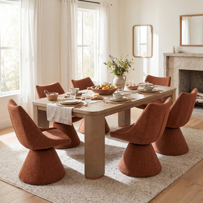 Ensemble de table de salle à manger 6 personnes Aurelio avec chaises rembourrées pivotantes à 180 °