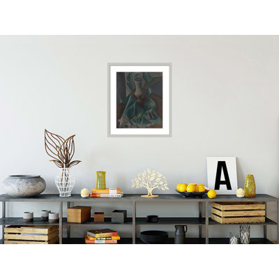 Vase gourde et fruits sur une table par Pablo Picasso - Impression Giclée sur cadre