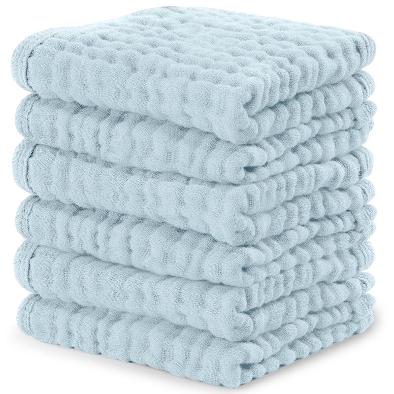 Comfy Cubs Muslin Baby Washcloths - Soft 6-Layer Cotton Wash Cloths for Sensitive Skin - 10"x10" Large, Gentle, Absorbent Infant Essentials