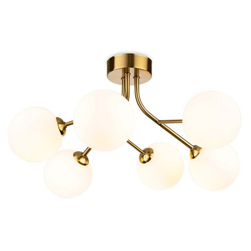 Glass Flush Mount, Brushed Brass, Frosted, Opal White