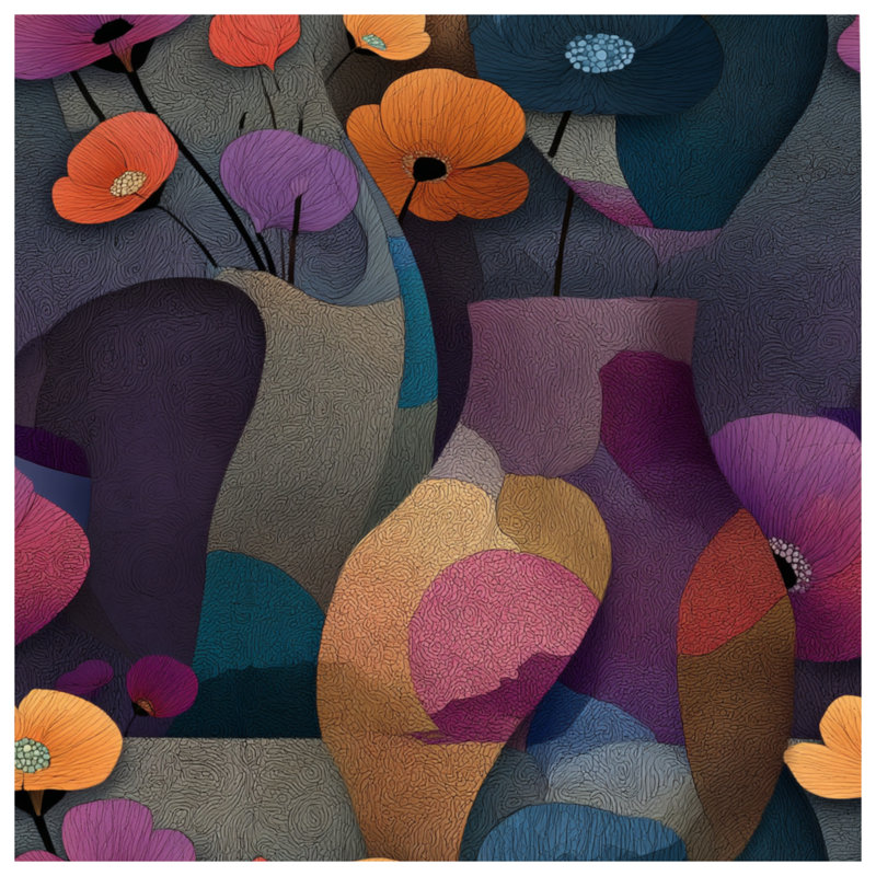 Édredon floral à motif abstrait bohème, Grand lit