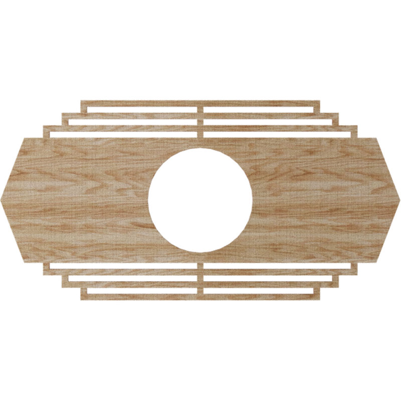 Médaillon de plafond en bois Chrysler, Chêne rouge, H 16 po x l 32 po x P 0,25 po