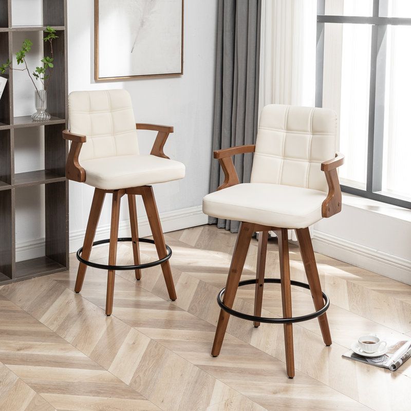 Lorant Swivel Stool, Cream Beige, Counter Stool (26" Seat Height)
