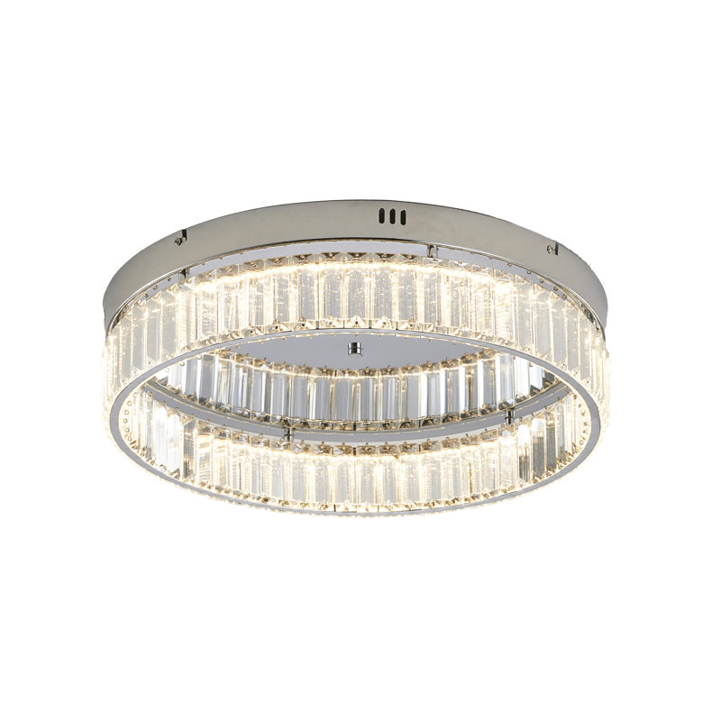Modern LED Round Crystal Flush Mount , Chrome, 4.37" H x 20" W x 20" D