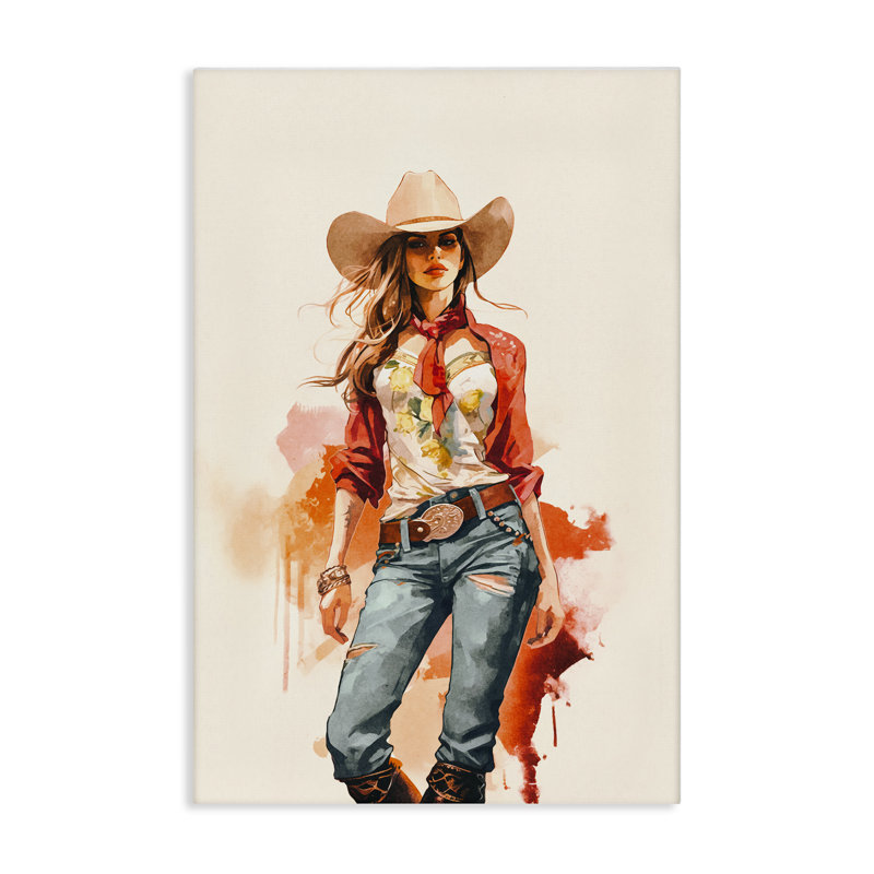 Art sauvage sur toile Wild West Cowgirl par Andrea Haase, H 36 po x l 24 po