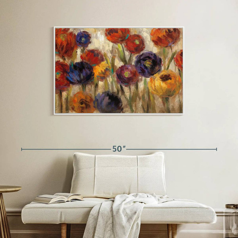 Asters et mamans, Cadre flottant blanc, 40 po x 27 po
