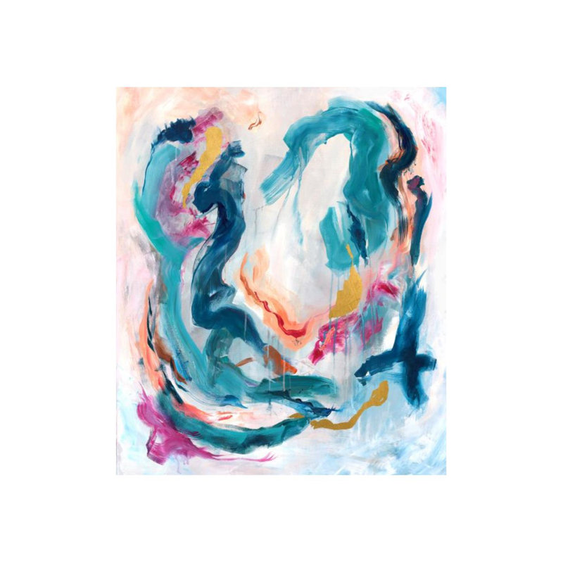 «Color and Gold Swirls III» par Eugene Fletcher - Impression sur toile, Or doré, H 47 po x l 40 po