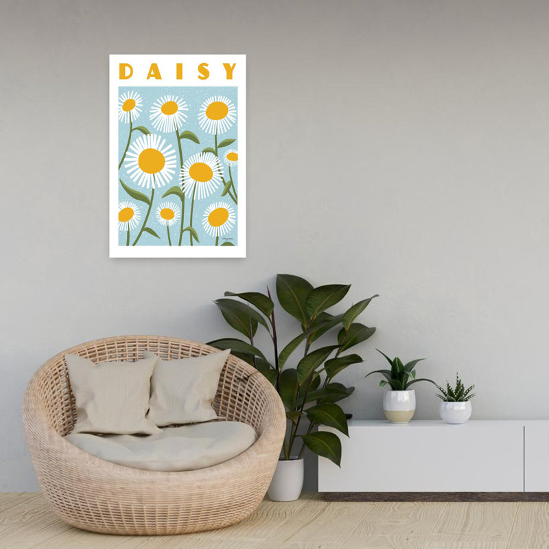 Affiche de marguerite colorée rétro rétro, art de fleur de marguerite, H 24 po x l 16 po