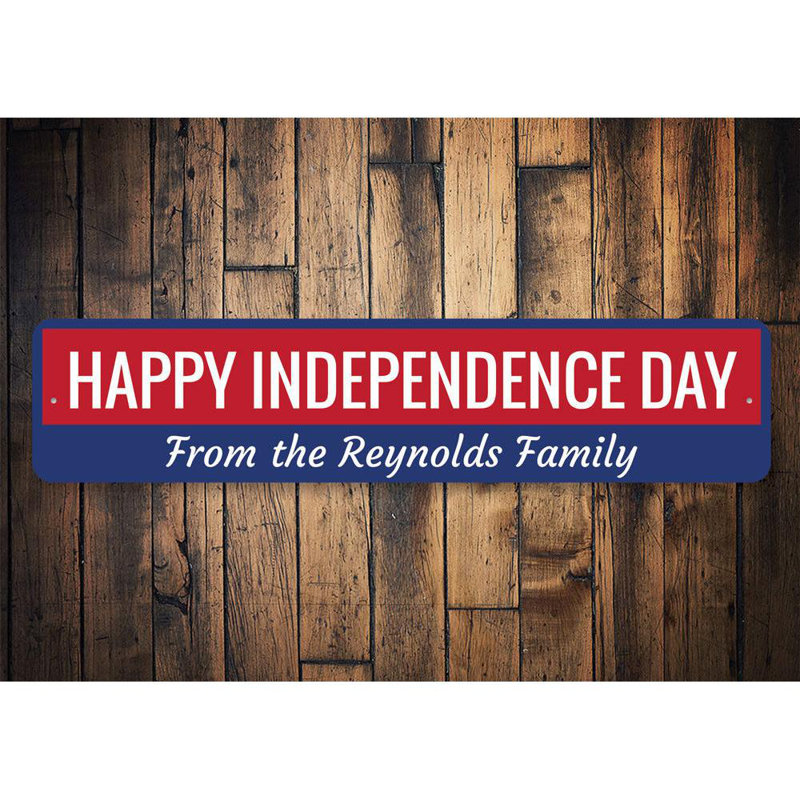 Plaque en aluminium Happy Happy Independence, H 4 po x l 18 po x P 0,04 po