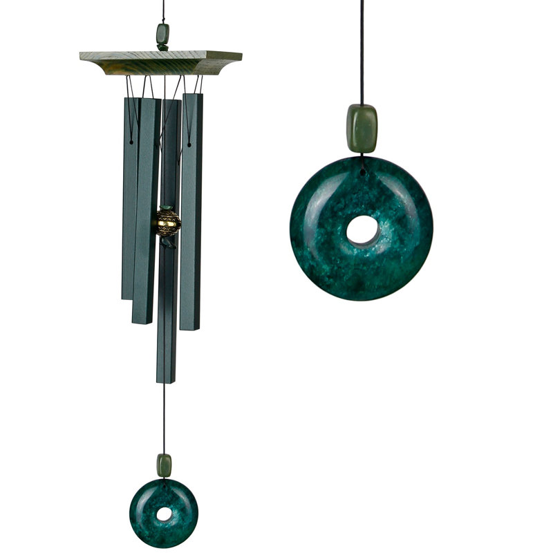 Green Jade and Satin Aluminum Wind Chime, 22''
