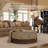 Bungalow Rose 40 Inch Large Ottoman Coffee Table, Modern Round Cushioned Center Table for Living Room,Tassel Compression