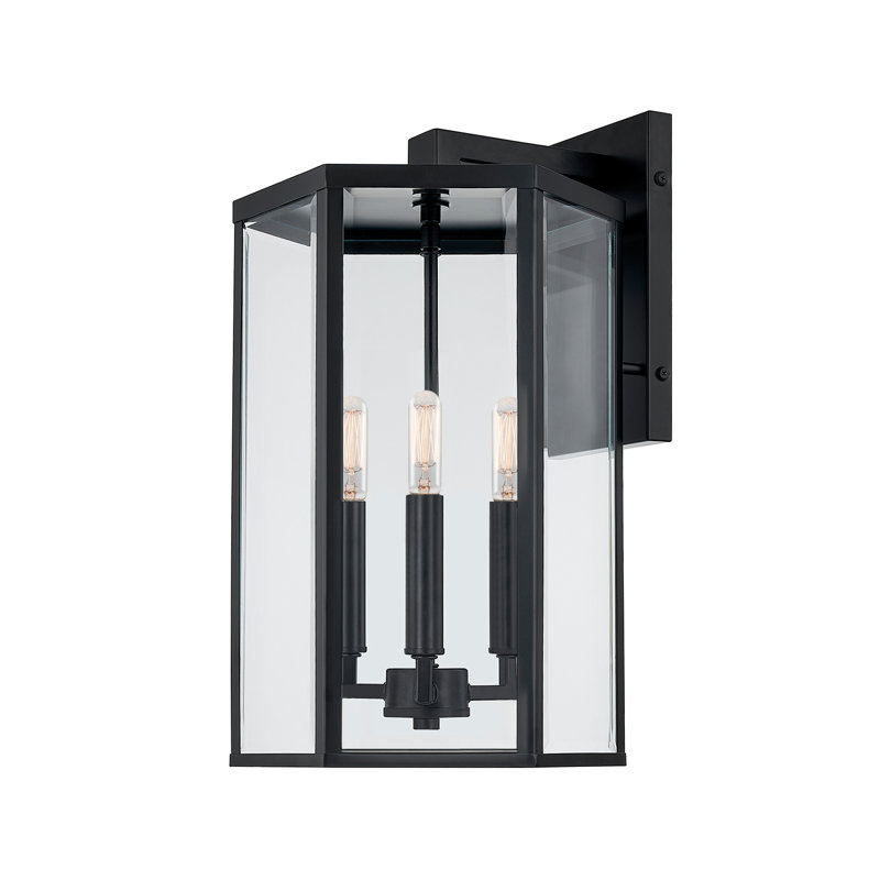 Applique murale d'extérieur 3 lumières Fusion-Edgeworth - noir mat - L 10,5 po x l 10,5 po x H 18 po
