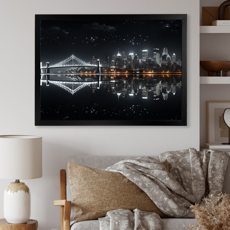 Canada City Glow, reproduction d'art sur toile, H 12 po x l 20 po x P 1 po, Noir