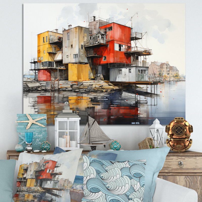 Port Urban Waterfront sur toile, H 24 po x l 32 po x P 1 po, Toile tendue