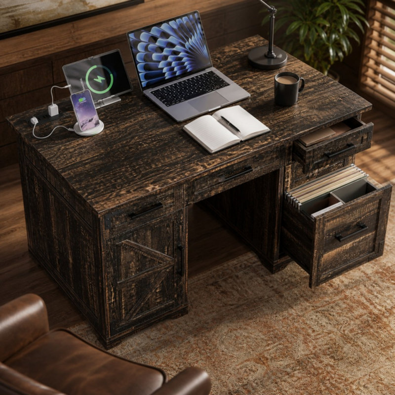 Bureau de direction 55 po Farmhouse, Gris