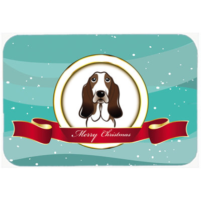 Basset Hound Merry Christmas Glass Cutting Board