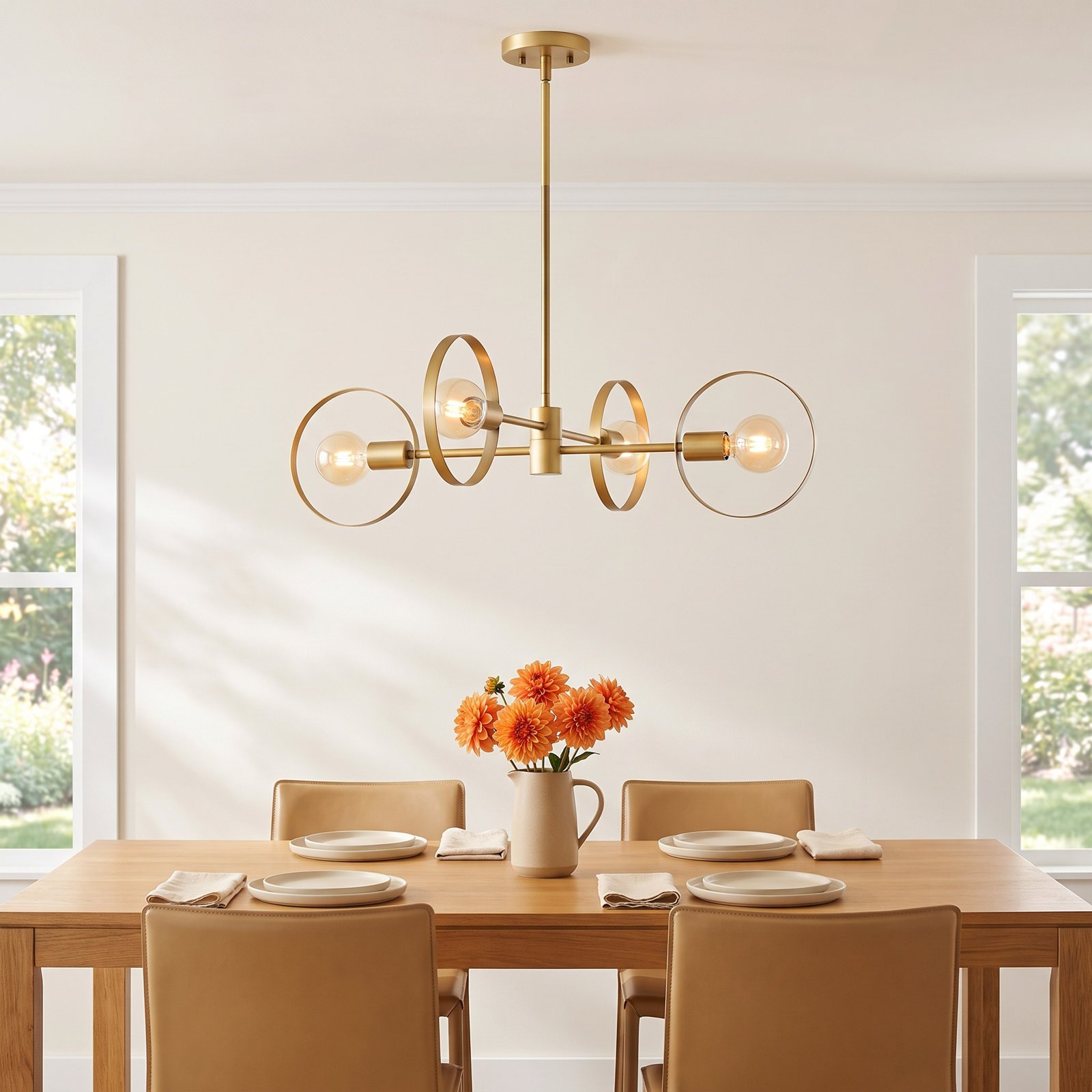 Alexandro 4 - Light Dimmable Sputnik Chandelier, Lacquered Brass