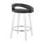 Tabouret de comptoir à hauteur fixe avec pivot en bois et similicuir avec repose-pieds rond chromé - ensemble de 2-1062411016