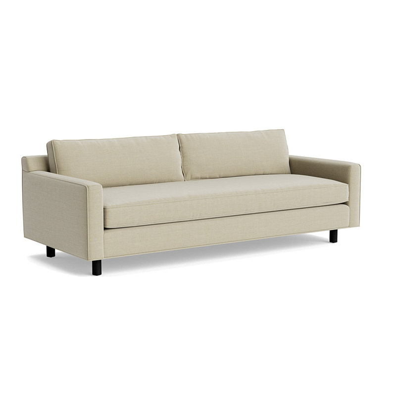 Banc Hunter 100, canapé avec fini bois, H 32 po x l 100 po x P 39 po, Performance Performance - Lin, Noir